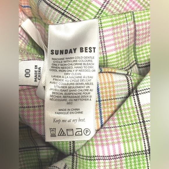 Aritzia Sunday Best Sun-deh Pleated Mini Skirt lime/fuchsia Plaid Size 00 XXS - Picture 10 of 11